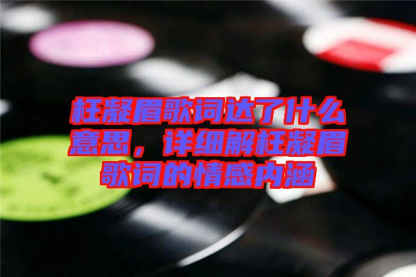 枉凝眉歌詞達了什么意思，詳細解枉凝眉歌詞的情感內涵