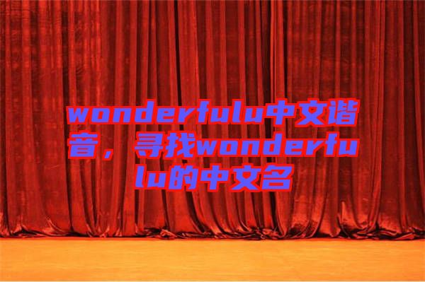 wonderfulu中文諧音，尋找wonderfulu的中文名