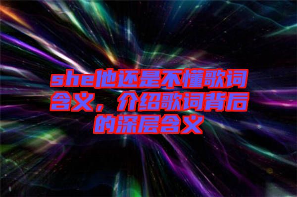 she他還是不懂歌詞含義，介紹歌詞背后的深層含義