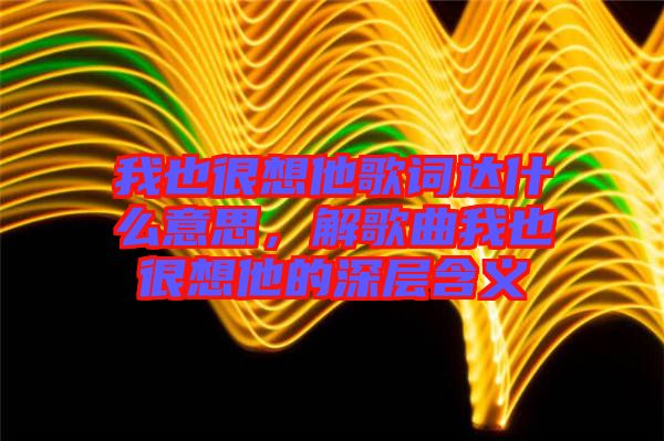 我也很想他歌詞達什么意思，解歌曲我也很想他的深層含義