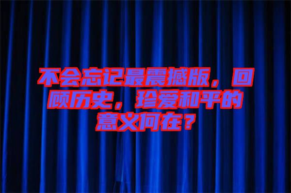 不會忘記最震撼版，回顧歷史，珍愛和平的意義何在？