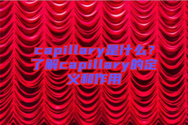 capillary是什么？了解capillary的定義和作用