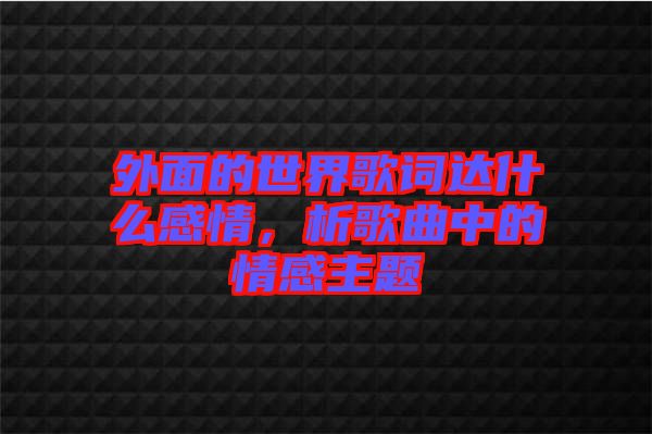 外面的世界歌詞達什么感情，析歌曲中的情感主題