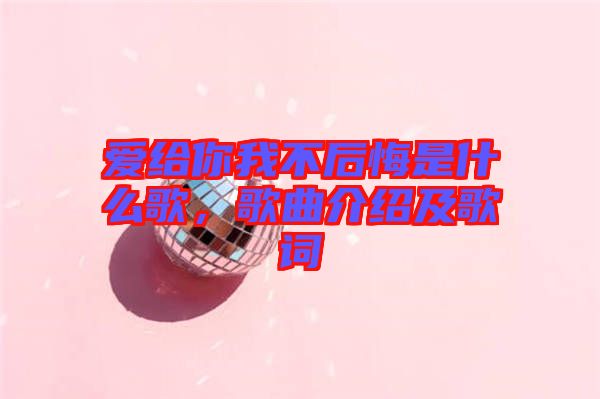 愛給你我不后悔是什么歌，歌曲介紹及歌詞