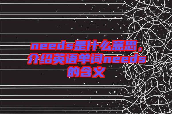 needs是什么意思，介紹英語單詞needs的含義