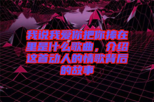 我說我愛你把你捧在里是什么歌曲，介紹這首動人的情歌背后的故事