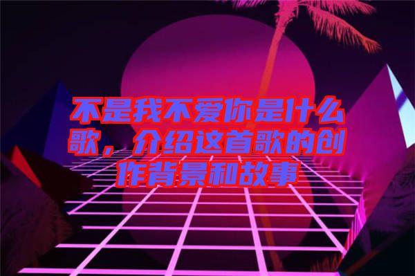 不是我不愛你是什么歌，介紹這首歌的創作背景和故事