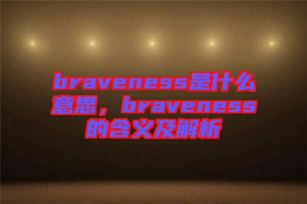 braveness是什么意思，braveness的含義及解析