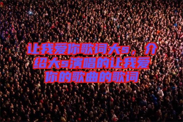 讓我愛你歌詞大s，介紹大s演唱的讓我愛你的歌曲的歌詞