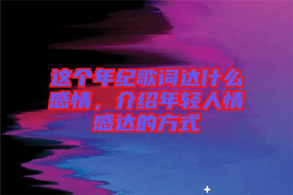 這個年紀歌詞達什么感情，介紹年輕人情感達的方式