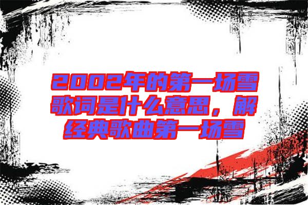 2002年的第一場雪歌詞是什么意思，解經典歌曲第一場雪