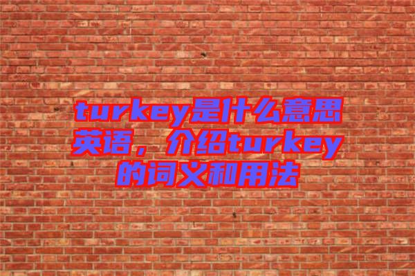 turkey是什么意思英語，介紹turkey的詞義和用法