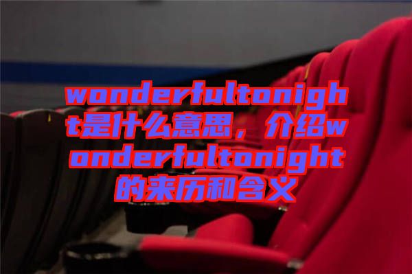 wonderfultonight是什么意思，介紹wonderfultonight的來歷和含義