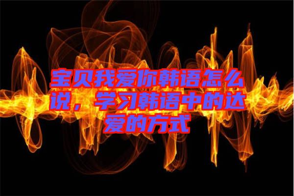 寶貝我愛你韓語怎么說，學習韓語中的達愛的方式