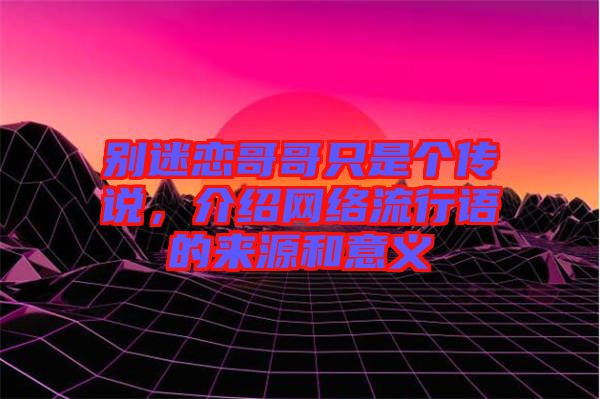 別迷戀哥哥只是個傳說，介紹網絡流行語的來源和意義