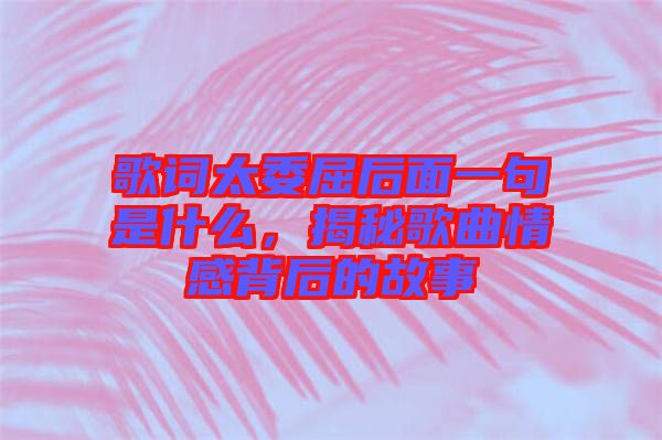 歌詞太委屈后面一句是什么，揭秘歌曲情感背后的故事