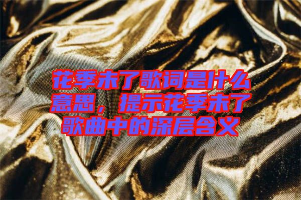 花季未了歌詞是什么意思，提示花季未了歌曲中的深層含義