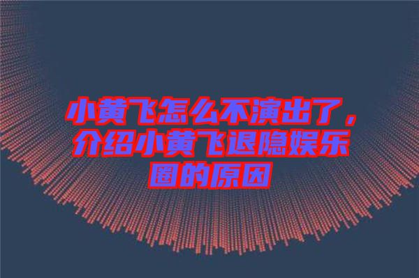 小黃飛怎么不演出了，介紹小黃飛退隱娛樂圈的原因