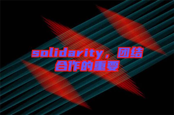 solidarity，團結合作的重要