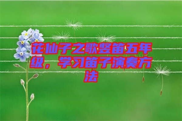 花仙子之歌豎笛五年級，學(xué)習(xí)笛子演奏方法