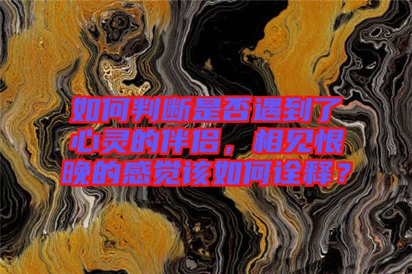 如何判斷是否遇到了心靈的伴侶，相見恨晚的感覺該如何詮釋？