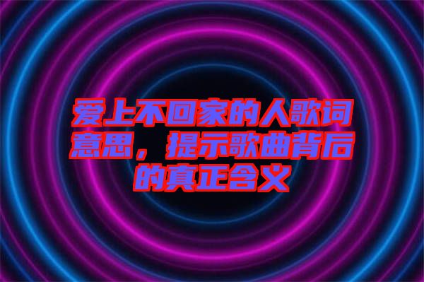 愛上不回家的人歌詞意思，提示歌曲背后的真正含義