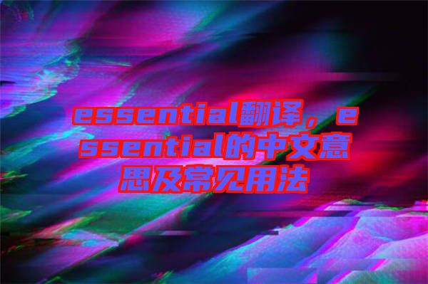 essential翻譯，essential的中文意思及常見用法